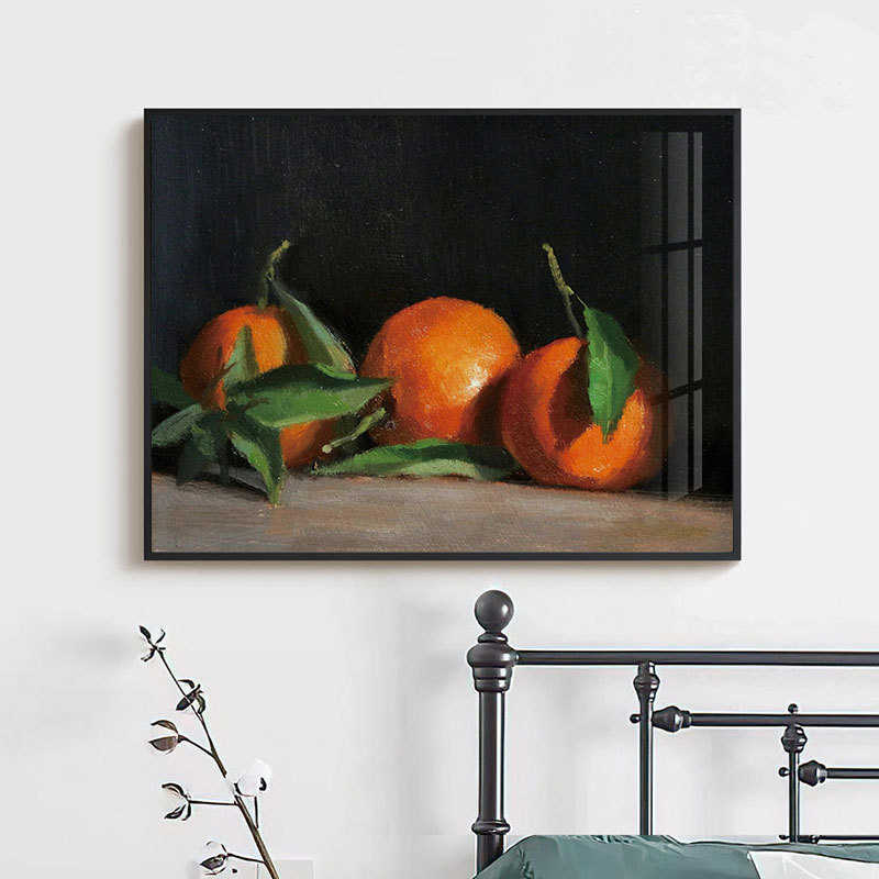 客厅一颗挂画复古厨房】耐看餐厅装饰画水果油画【柠檬的小众美式图片