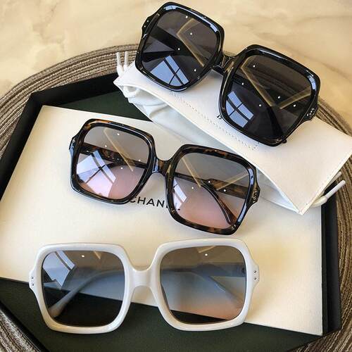 Vintage Oversize Square Sunglasses Women Luxury Brand Big Fr