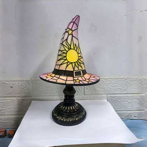 跨境新款Stained Glass Witch Hat Lamp装饰灯客厅室内卧室