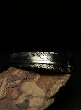 高档欧宇晟化腾宇系列925纯银创鹰羽手炼原式手工个性开放手炼可