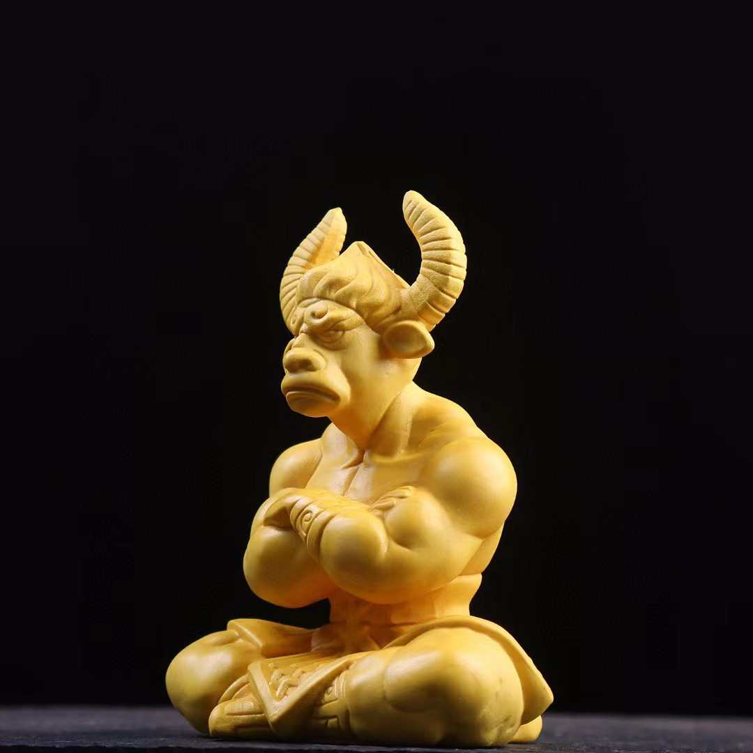 【牛魔王】黄杨木雕家居客厅电视柜中式摆件工艺品送礼