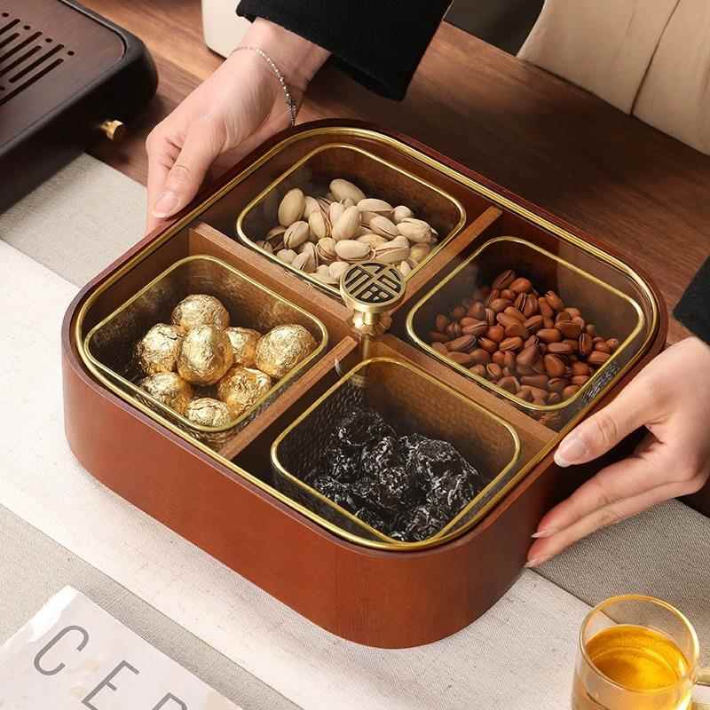 金边玻璃水果盘家用客厅茶几简约现代轻奢风新年结婚零食盘干果盘