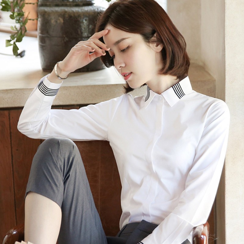 欧货白色衬衫女设计感小众上班服2025年新款秋冬加绒时尚洋派衬衫