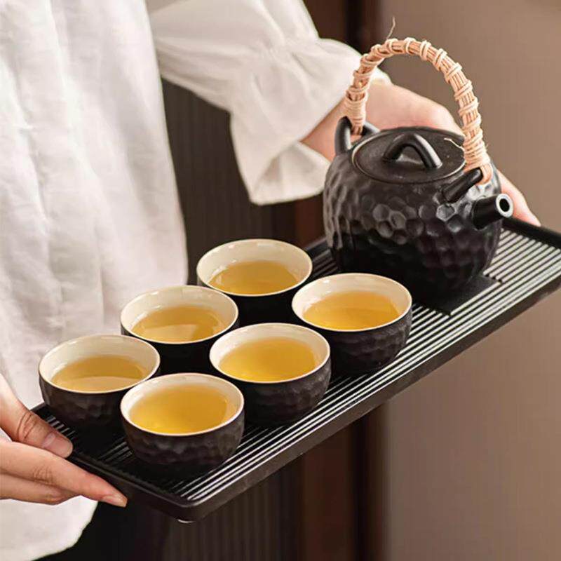 功夫小茶具套装家用陶瓷提梁壶一壶四杯民宿酒店客房宿舍泡茶器