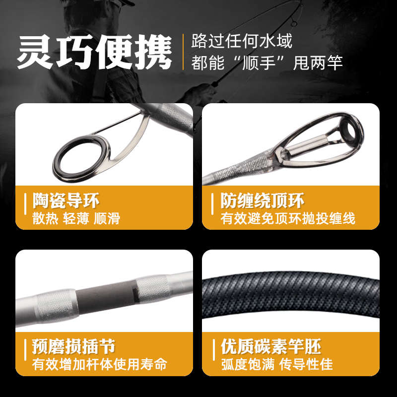 典匠4节路亚竿 MH调多节便携旅行杆碳素枪直柄远投鲈鱼翘嘴路亚竿