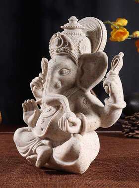 泰式大号象鼻财神工艺品客厅玄关商业办公桌装饰家居砂岩跨境摆件