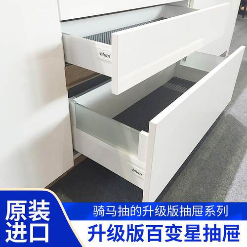 奥地利百隆blum阻尼滑轨骑马抽屉滑轮变星系列丝光白五金导轨