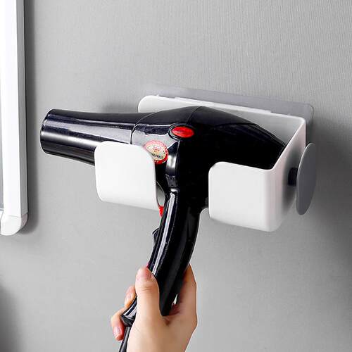 Bathroom hair dryer holder no-drill wall-mounted storage rac