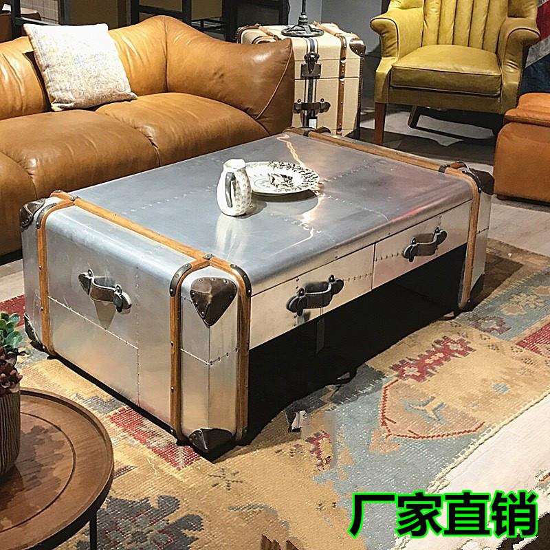 LOFT工业风铝皮铆钉茶几茶桌KTV咖啡店网咖双抽个性茶台铆钉元素