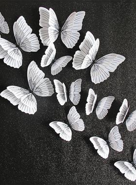 补洞眼墙贴遮丑彩色蝴蝶立体墙面装饰蝴蝶品蝴蝶流光溢彩双层