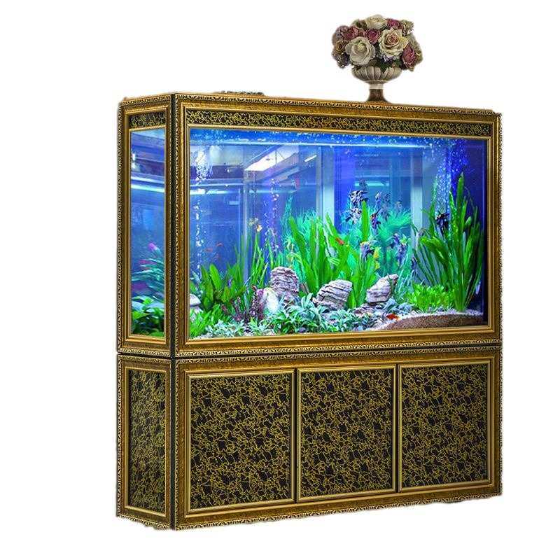 欧式金鱼缸客厅复古屏风中大型家用玄关落地免换水生态水族箱底滤