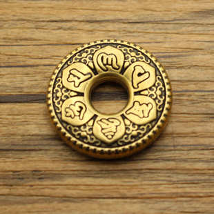 六字真言圆环吊坠挂件 新品 铜打造黄铜复古做旧匠艺瑧品饰品吊坠