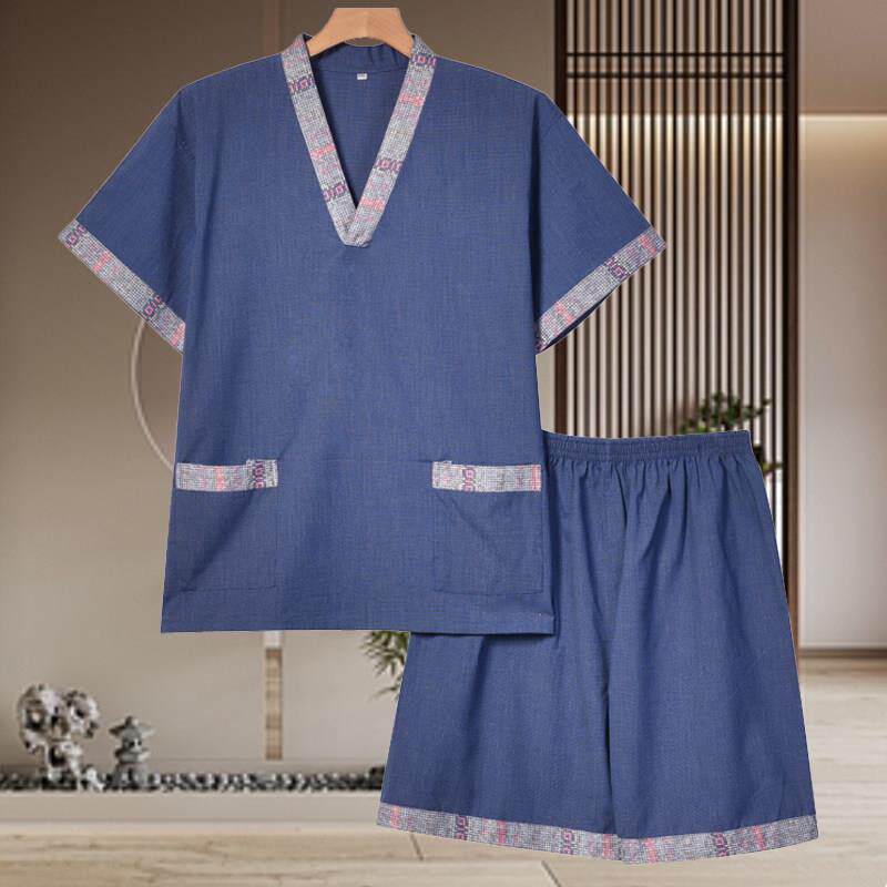 新款汗蒸服浴男睡款苎麻足服按高档洗浴HZF-1中心客人衣棉麻洋派