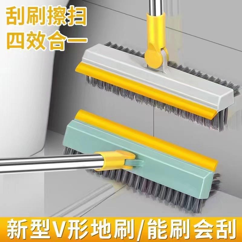 长柄地刷V型卫生间地板拖把地缝清洁刷三合一纱窗扫把伸缩不锈钢