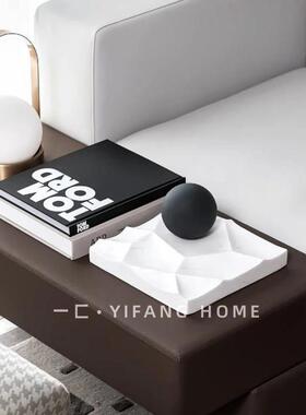 一匚现代样板房售楼处茶几台面大理石托盘摆件飘窗棋盘软装饰品