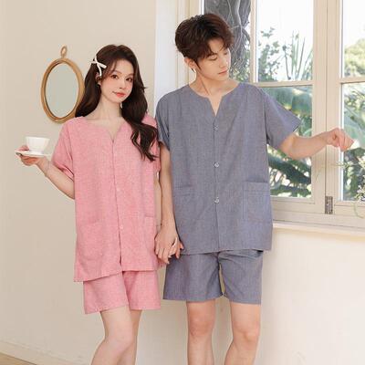 棉质艾灸服前后开扣男女情侣针灸理疗服套装按摩足疗服大码汗蒸服
