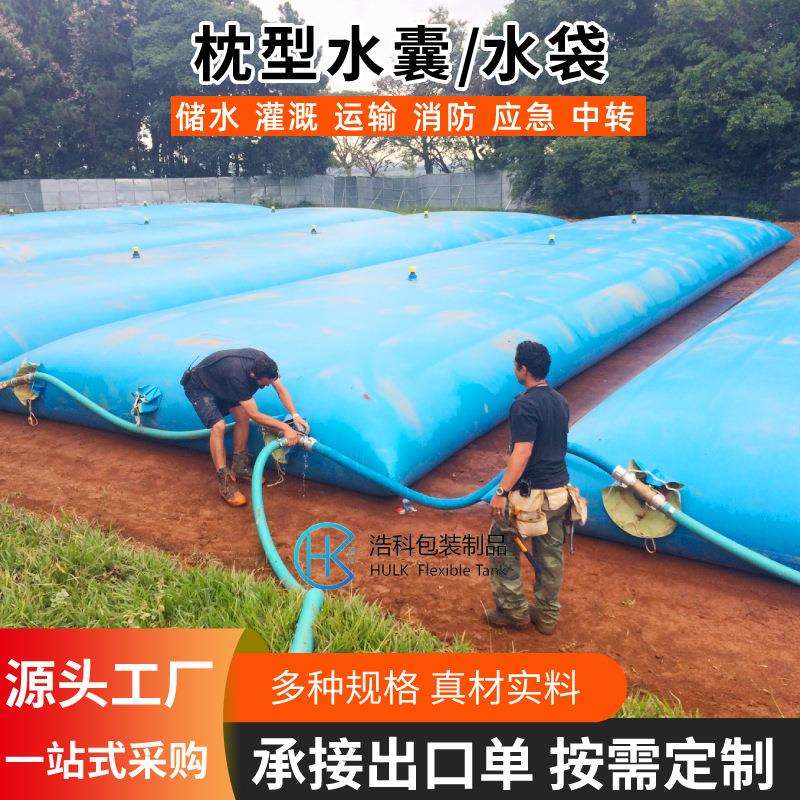 大容量PVC枕型水囊户外移动折叠水袋车载农用灌溉帆布应急储水袋