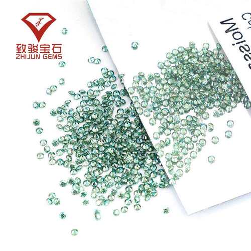 莫桑裸石蓝绿色小圆形八心八箭 0.7mm-3.0mm厘石1ct莫桑石