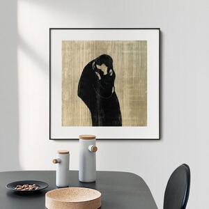 爱德华 蒙克 吻复古抽象装饰画版画法式小众艺术挂画客厅卧室壁画