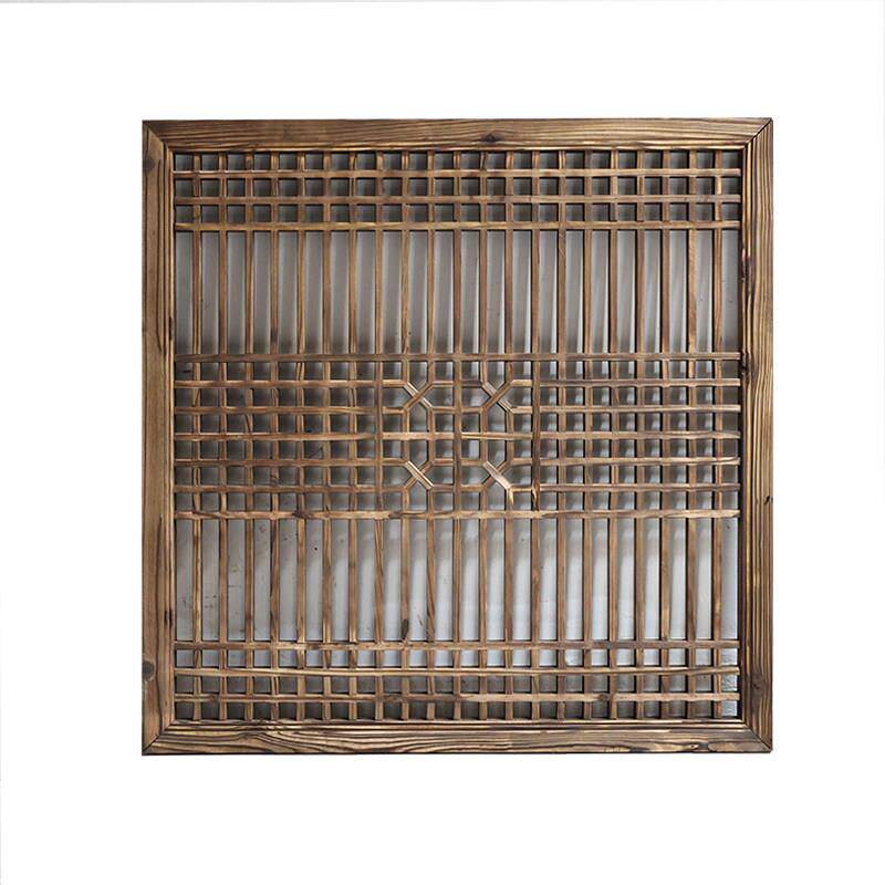 彷古老做旧花窗 中式实木镂空雕花窗户窗棂覆古怀旧花格装饰挂件