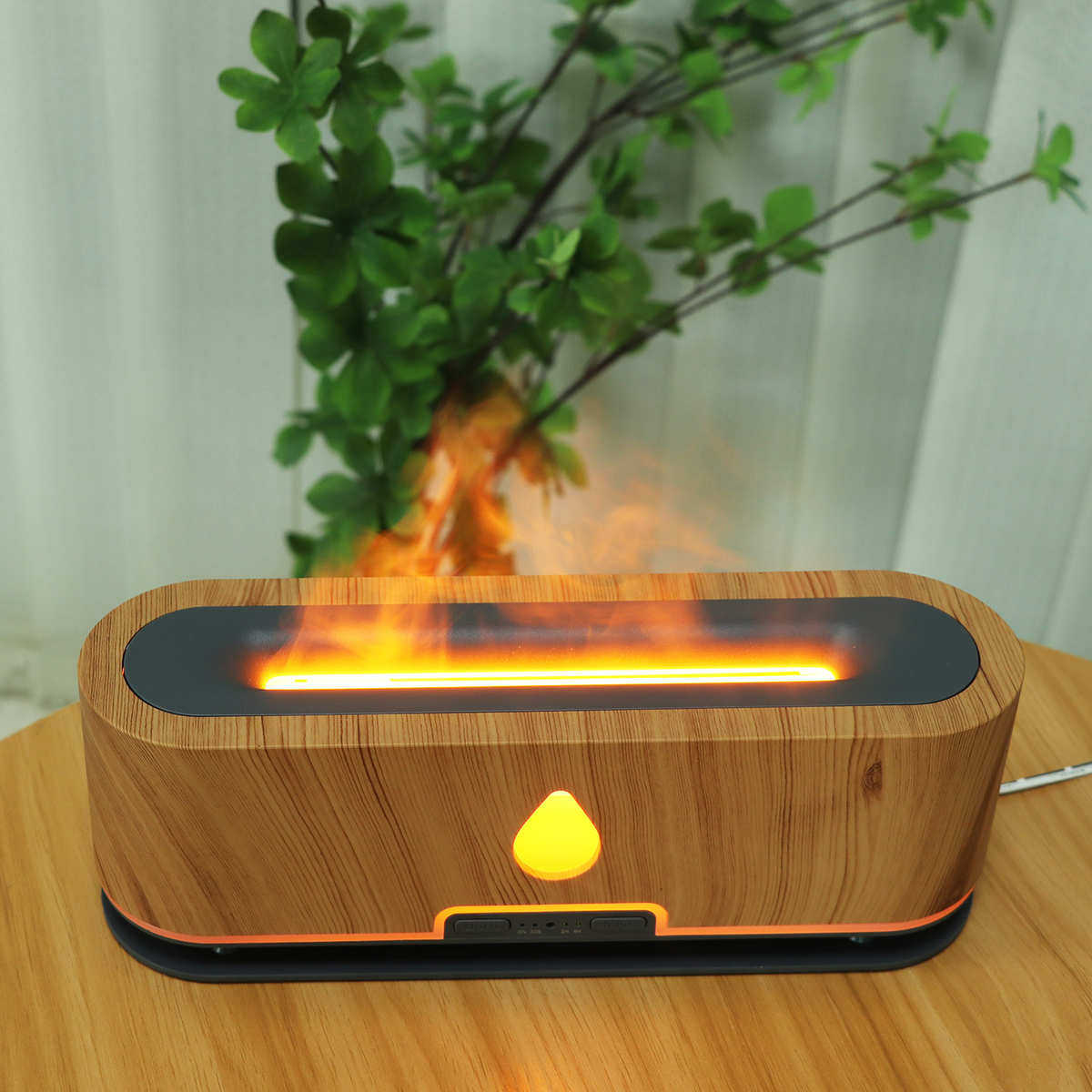 厂家批发仿真壁炉3D火焰净化加湿器 室内夜灯200ml木纹香薰增湿机