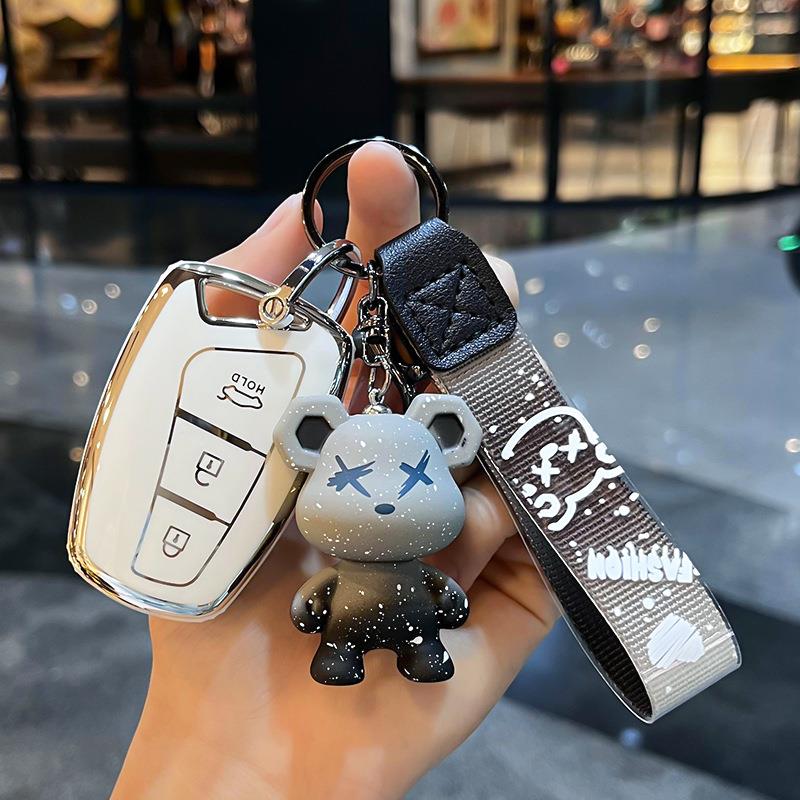 适用现代格越钥匙套第四代胜达扣圣达菲ix45壳男TGDI汽车锁匙包女