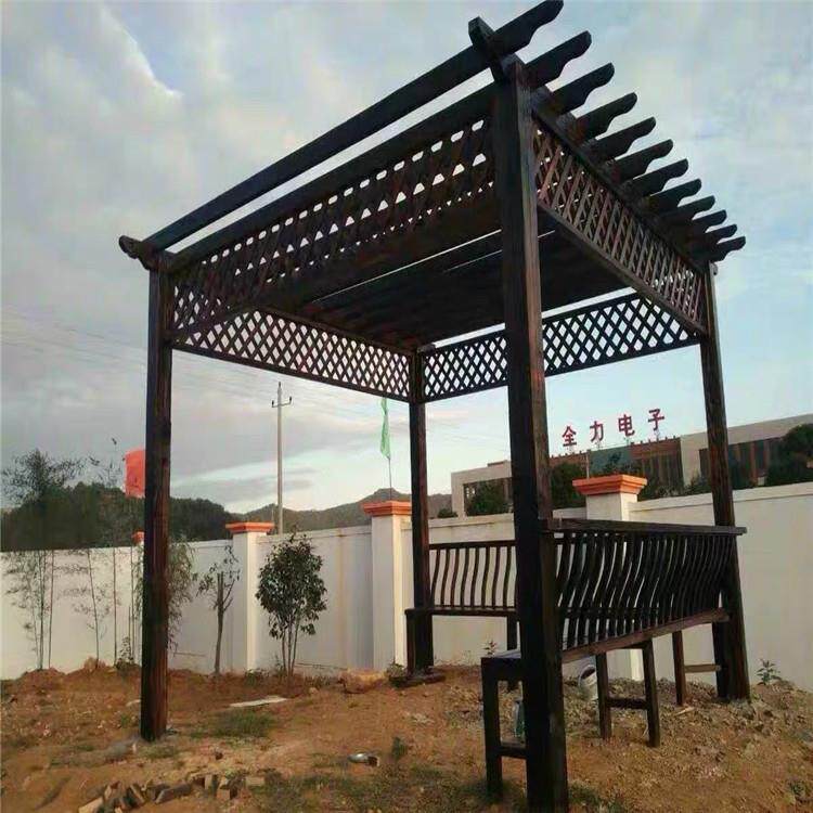 北京农家乐防腐木葡萄架 十渡农家院走廊庭院绿化碳化木花架
