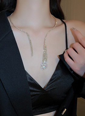 蝴蝶结夸张珍珠项链小众气质项链