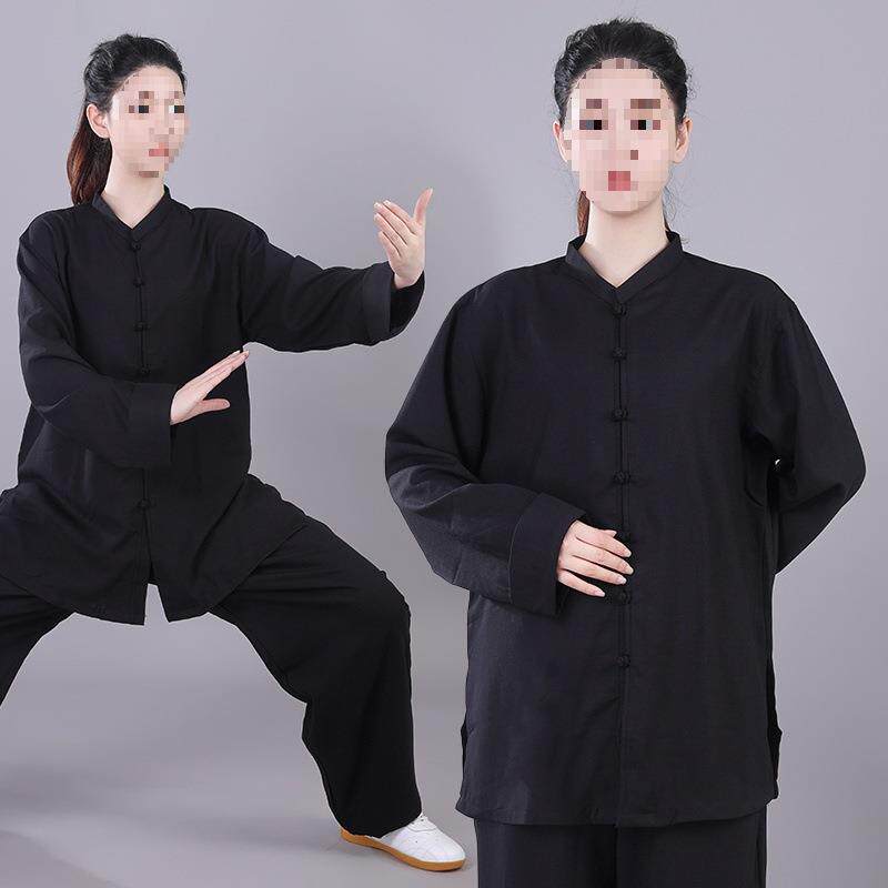 太极服女弹力棉麻春秋装武术练功比赛太极拳练功男冬季中国风