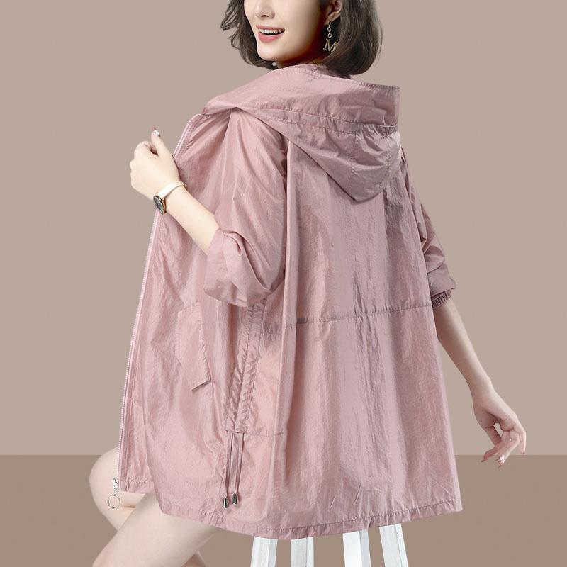 防紫外线防晒衣服衫女2025夏季新款妈妈户外百搭透气中长款薄外套