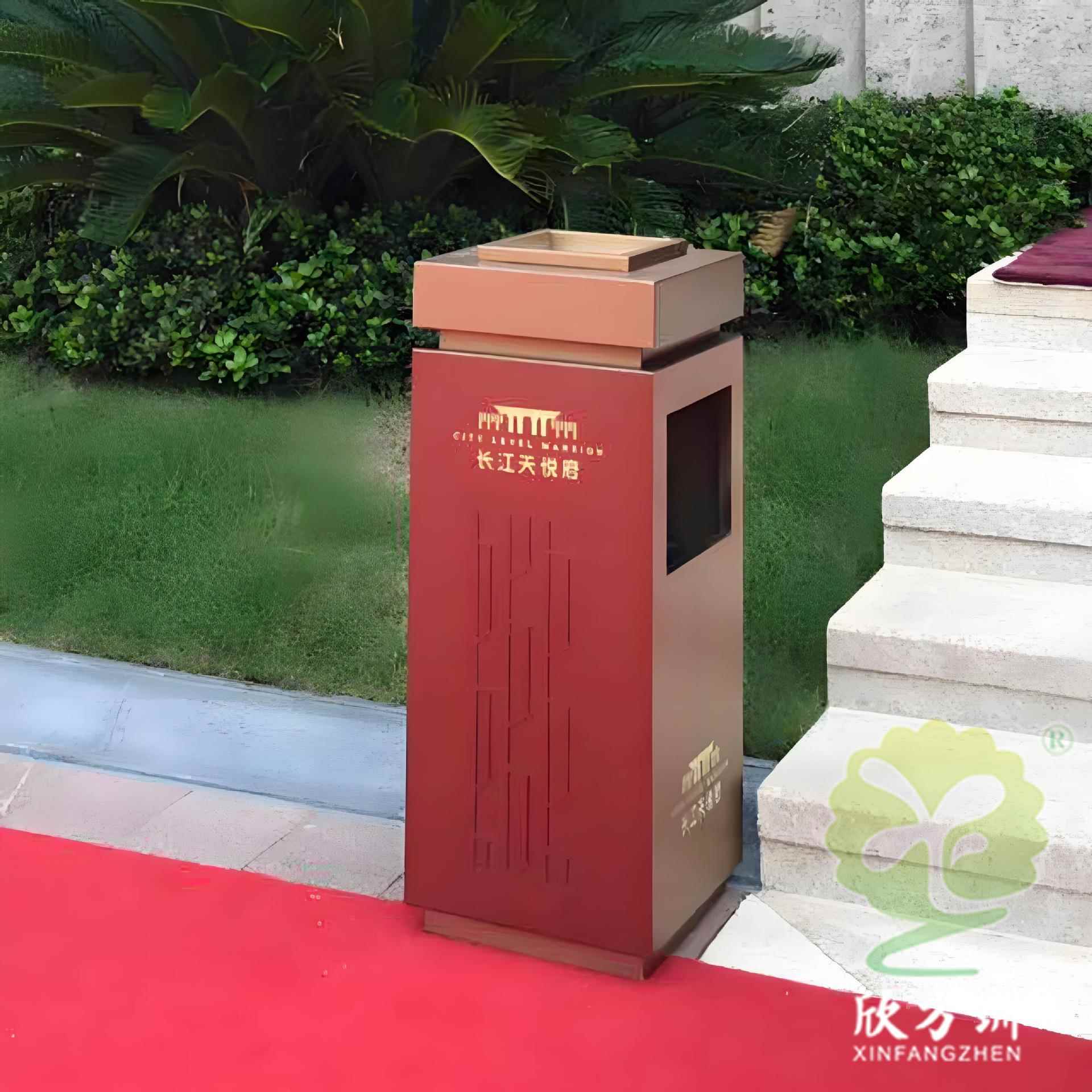 高档室内垃圾桶电镀方形不锈钢果皮箱酒店写生楼电梯厅商用