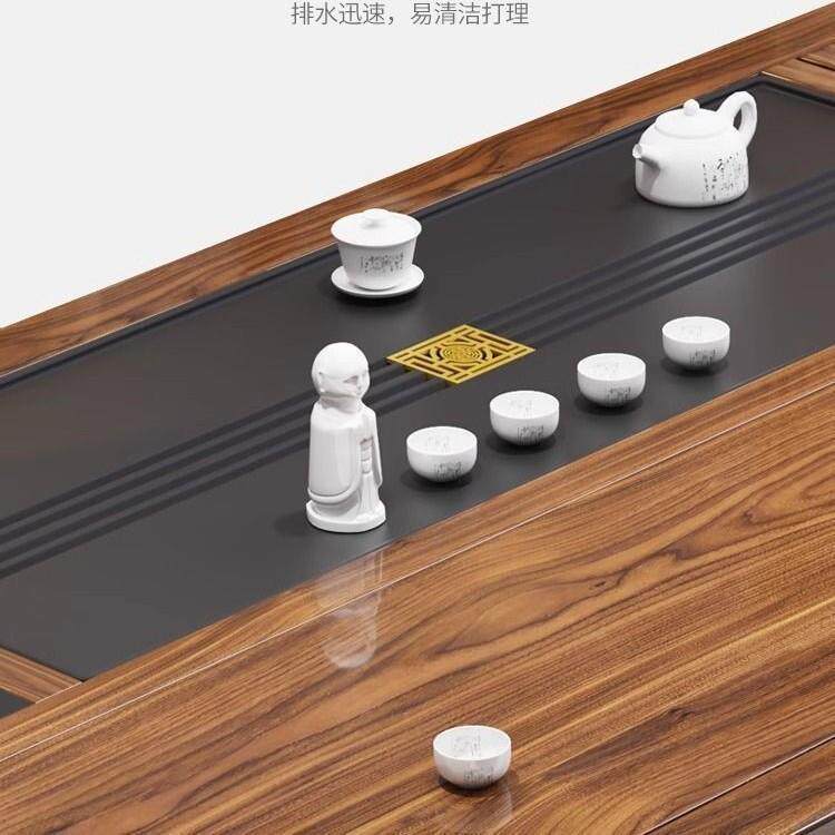 中式实木茶桌椅组合一体一整套带抽屉的茶桌多功能办公家用茶桌