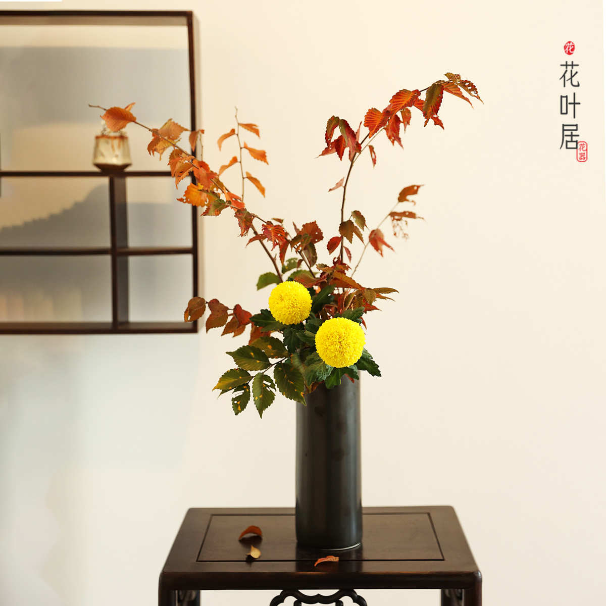 黑色陶瓷直筒瓶中式禅意插花花器富贵竹水培花瓶酒店民宿装饰摆件