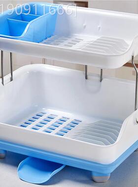 加大厚双层量厨容房碗筷收纳盒碗碟物架GBC水槽滤水放晾碗架置沥