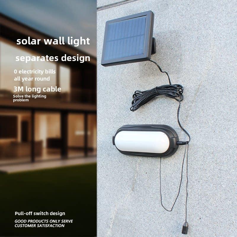 分体式太阳能灯手动开关拉绳灯室外室内夜灯花园灯家庭阳台墙灯