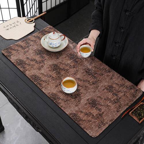 云纱茶席桌旗禅意复古双面8693干泡式垫新中香水长条茶桌防布艺