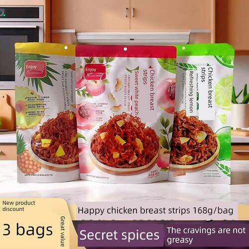 喜纷享鸡胸肉条168g独立包装水果肉干柠檬味白桃味菠萝味休闲解馋