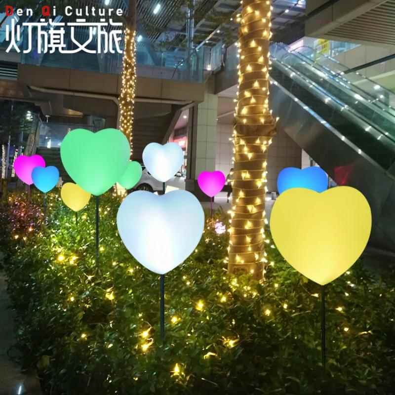 公园幼儿园活动庆典装饰爱心灯橱窗心型道具户外美陈装饰心形灯