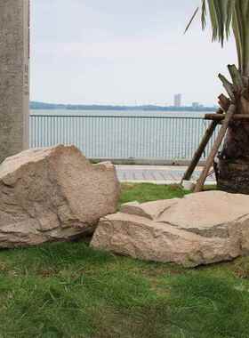 户外仿真石头造景公园别墅庭院酒店草坪水池假山玻璃钢空心石摆件