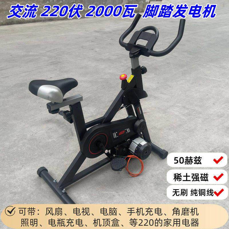220V伏2000瓦脚踏发电机健身车健身12伏48V60V72伏永磁交流充电