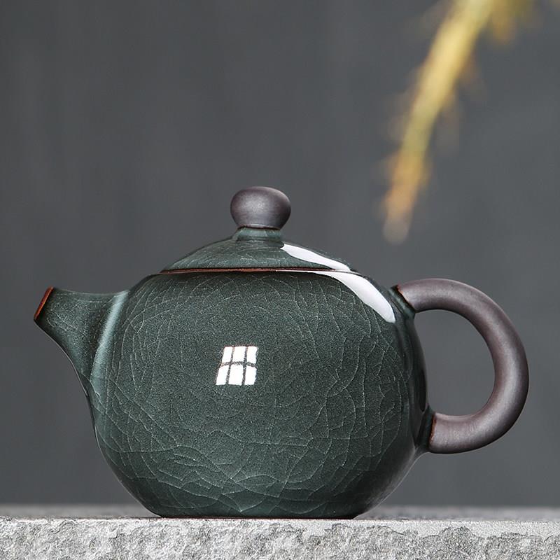青瓷茶壶家用泡茶壶单壶哥窑冰裂纹陶瓷纯手工功夫茶具过滤西施壶