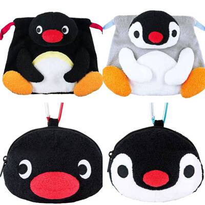 预订 9月日本pingu 小企鹅毛绒挂件小包抽绳袋