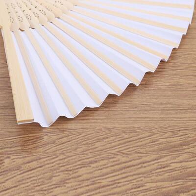 1-50PCS Paper Bamboo Folding Hand Fan Wedding Personalized