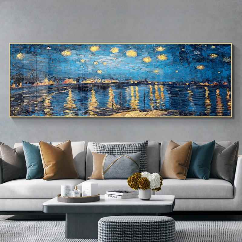 网红梵高麦丰收油田画客厅装饰画界画名沙发世背景墙壁画横幅卧室