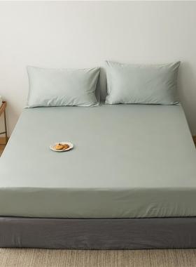 100支长绒棉纯色.品床笠全棉18m床66990罩床垫单保护套防床滑笠