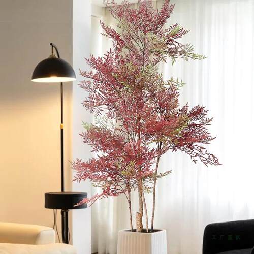 仿真绿植南天竹室客厅高端轻奢装饰摆件高级仿生绿色植物落地盆栽