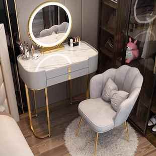 轻收奢玻油纳化妆璃桌实木梳奶妆台卧室现代简约小户型岩板407化
