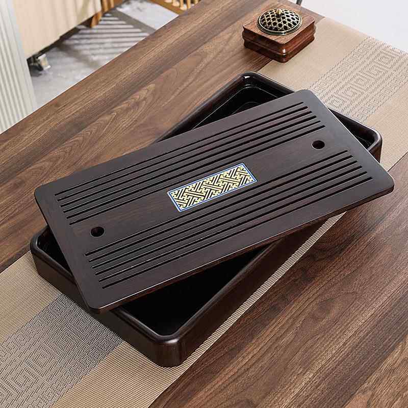 新中式花黑檀胡桃实木盛水茶盘小干号家用办公水式无品牌/梨泡茶