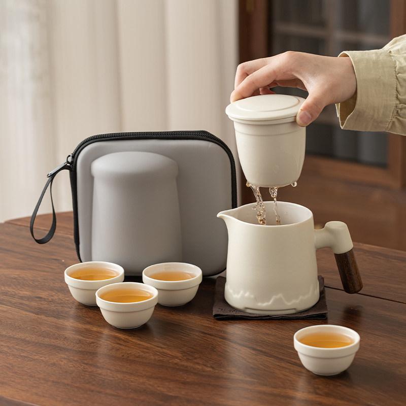 旅行功夫茶具快客杯小套装一壶四杯户外露营便携式泡茶壶茶杯LOGO