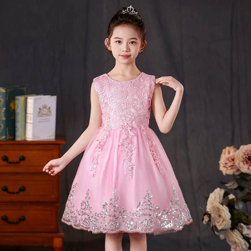高档童女童5公主小裙礼服202新款夏季儿洋装蓬蓬纱裙女孩舞蹈演出
